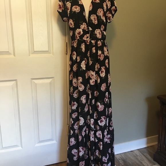 Charlotte Russe Black and Pink Maxi Dress - Picture 1 of 11
